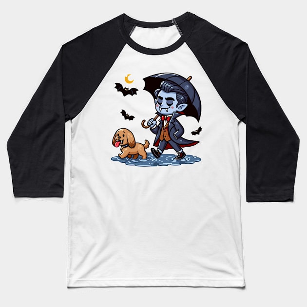 Vampire walking his cocker spaniel Baseball T-Shirt by PrintSoulDesigns